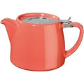 Forlife Stump Teapot with Infuser - 18oz Ceramic Tea Pot, Coral