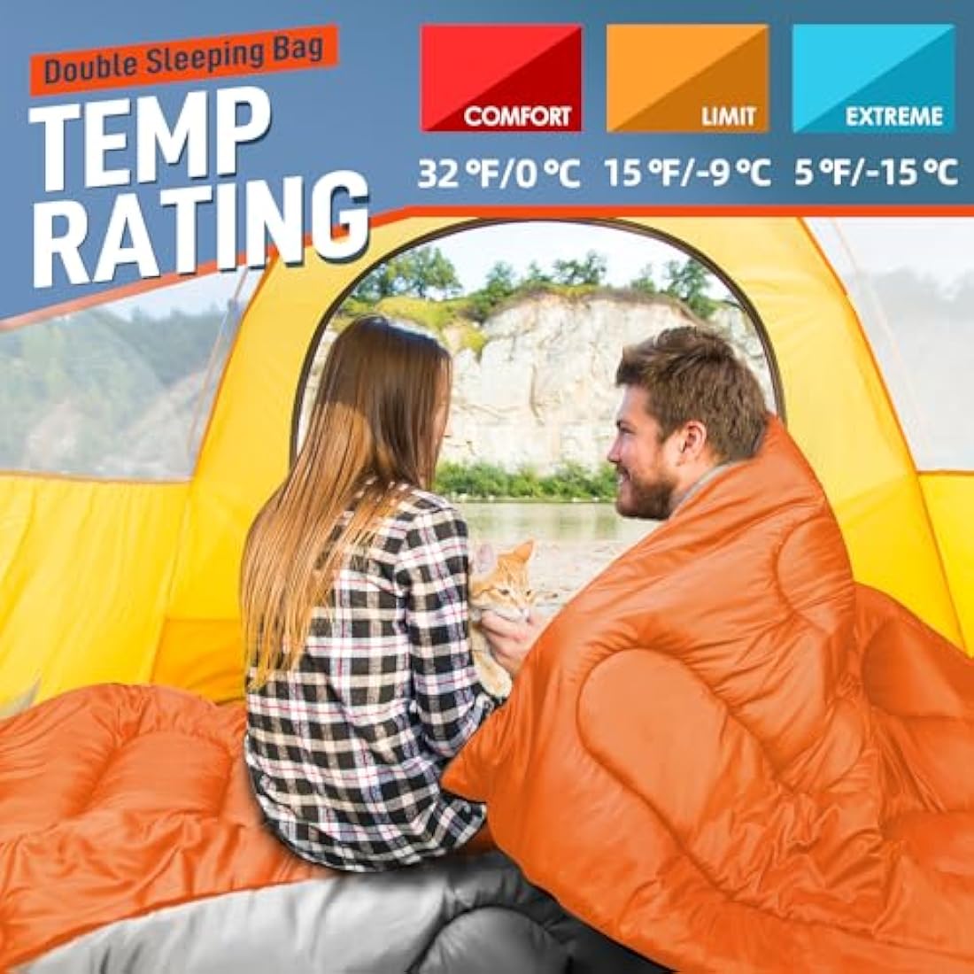 MEREZA XL Double Sleeping Bag | Waterproof 2 Person Cold Weather