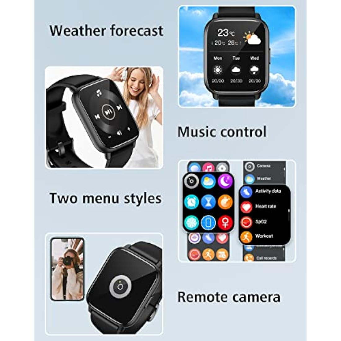 RUIMEN Smart Watch - 1.85" Fitness Tracker with Bluetooth Call & Heart Rate