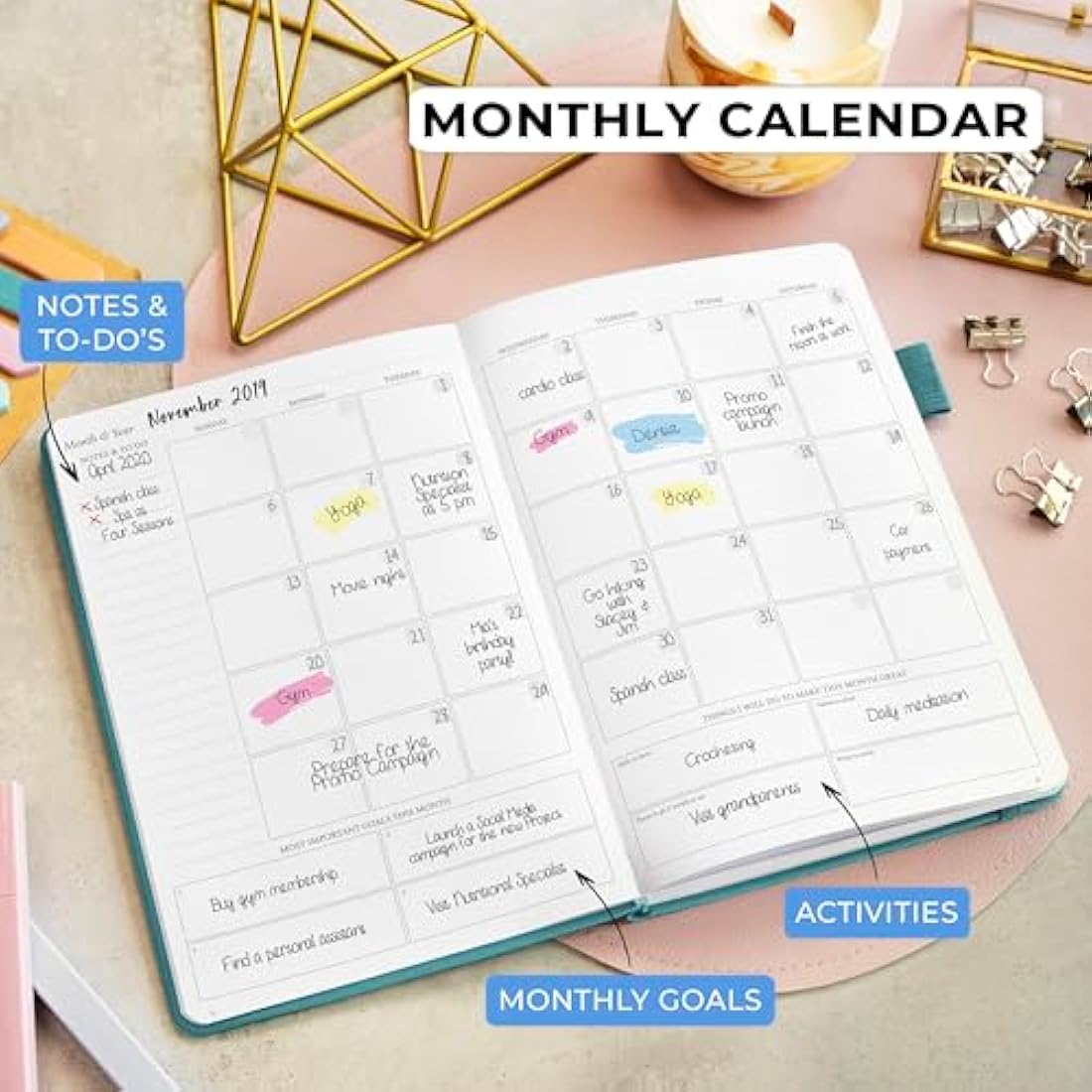 Legend Planner Undated Daily Organizer - A5 Productivity Journal, Viridian Green