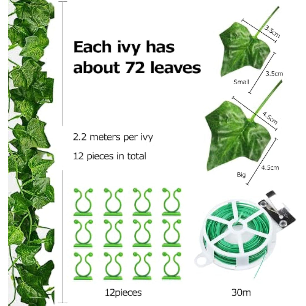 Jolof Store Artificial Ivy Garland – 12 Pack Fake Greenery Vines, 26.4m