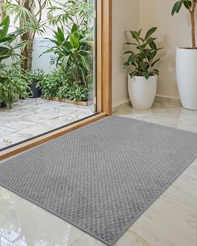 COLOR&GEOMETRY Indoor Door Mat – 122x183cm Non-Slip Absorbent Rug, Grey