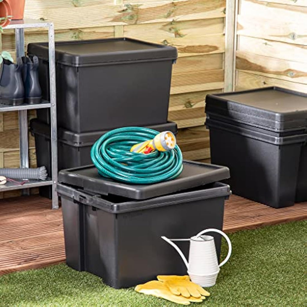 Tenlite 45L Heavy Duty Recycled Plastic Storage Boxes with Lids | Set of 2