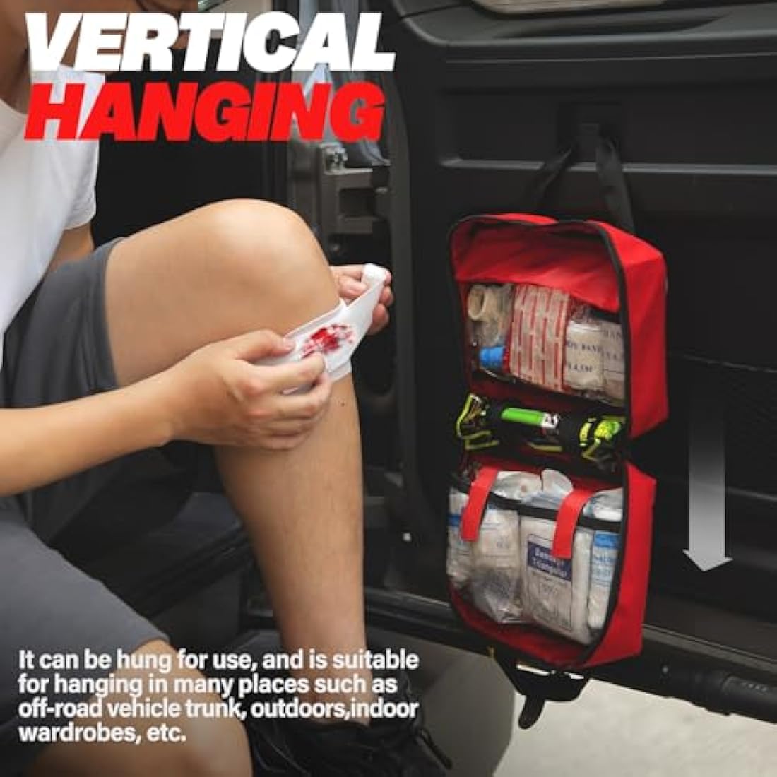 Kitgo 214 Piece First Aid Kit – Portable Emergency Survival Gear (Red)
