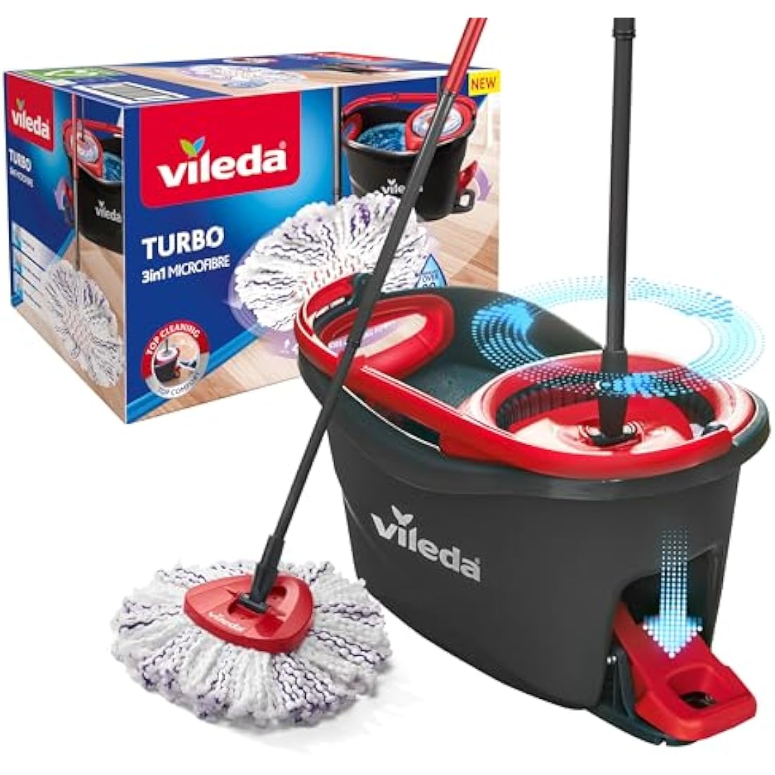 Vileda Turbo 3-in-1 Spin Mop and Bucket Set | Microfibre Floor Cleaner