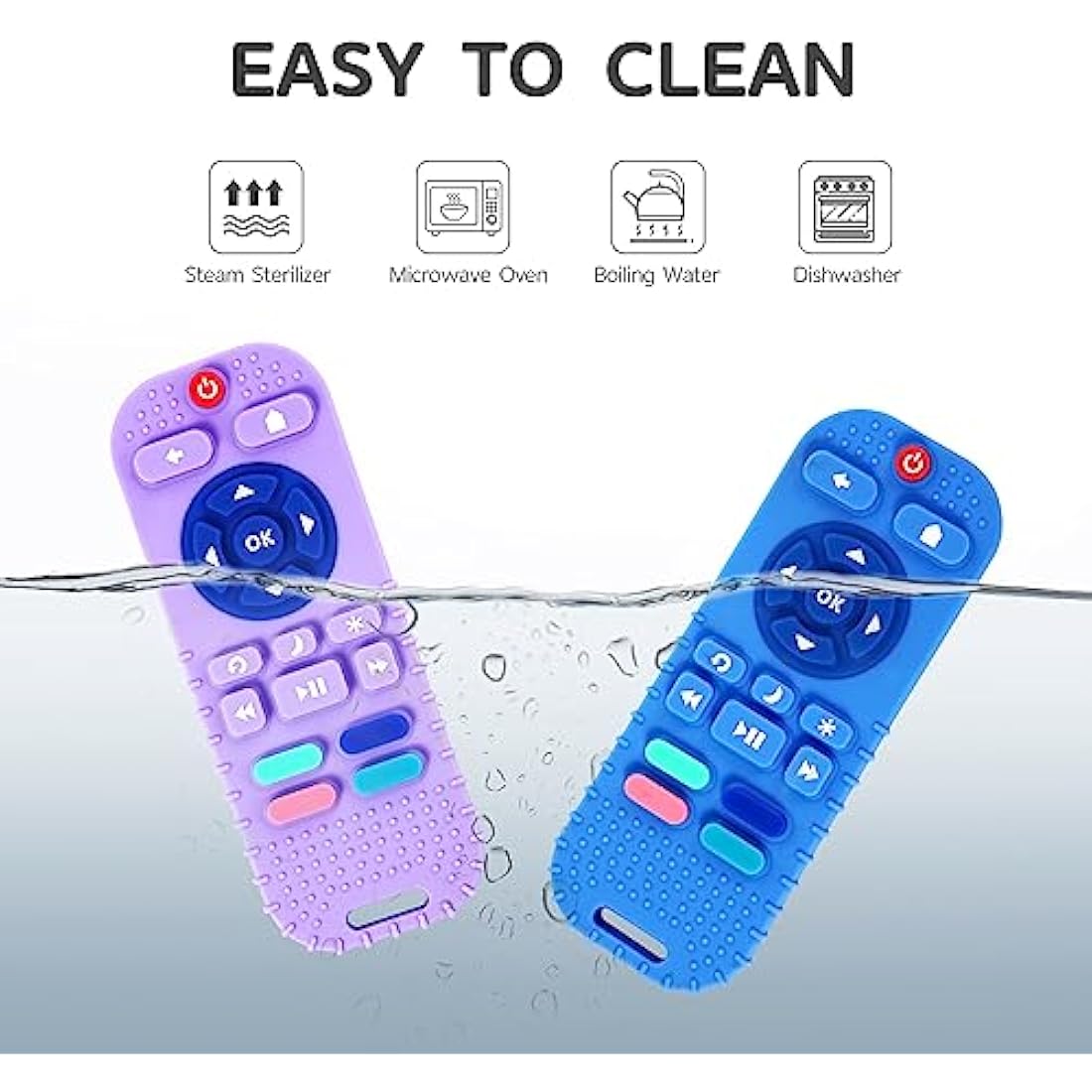 Hooku 2-Pack Silicone Remote Control Teethers | BPA-Free Baby Sensory Toys