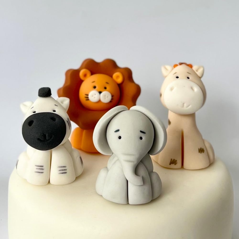 Edible Safari Animals Cake Toppers | 4-Piece Fondant Set