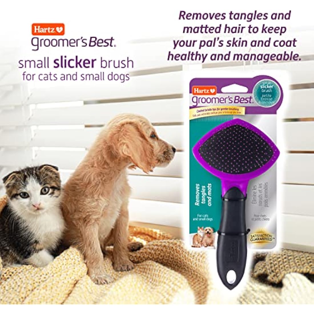 Hartz Slicker Brush for Cats and Small Dogs – Ergonomic Grooming Tool