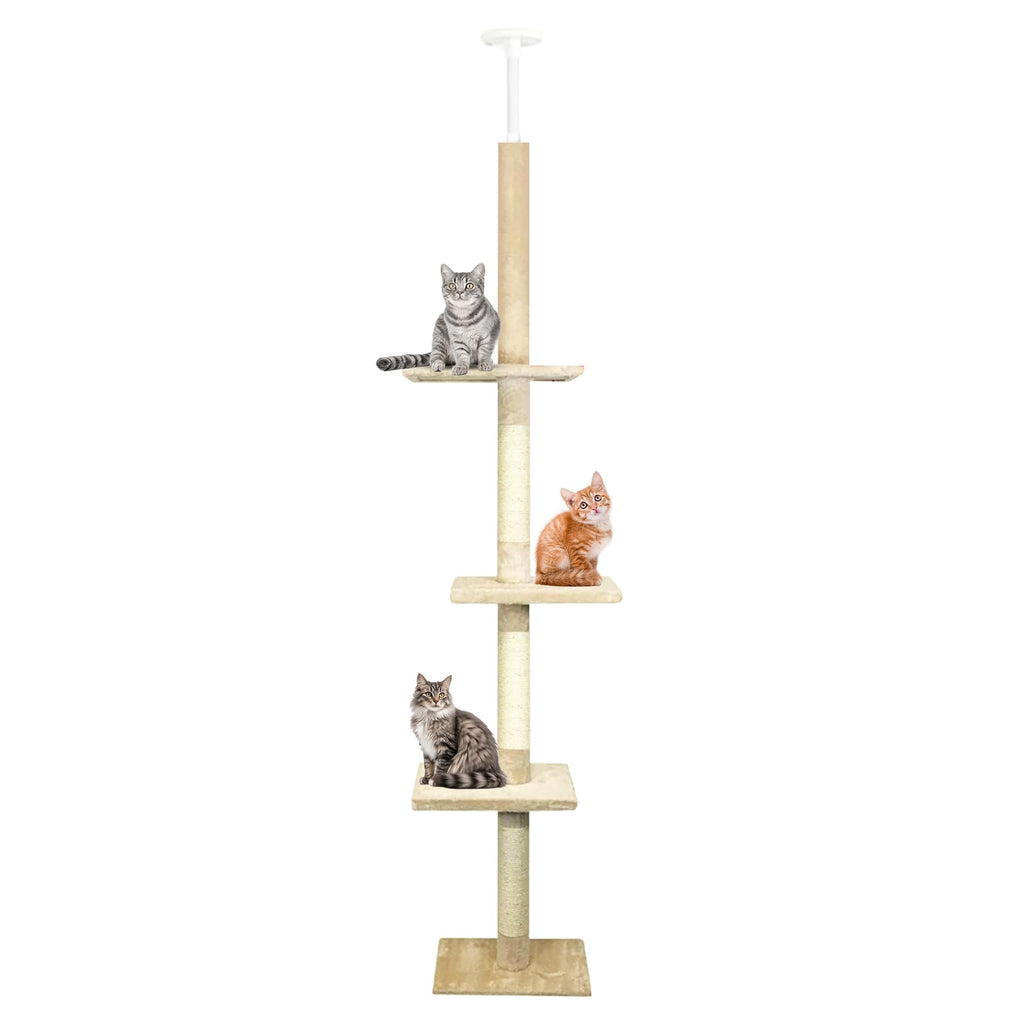 CA&T Floor to Ceiling Cat Tree – Height Adjustable Plush Climbing Tower