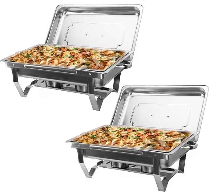 WILPREP Chafing Dish Buffet Set of 2 | 9L Stainless Steel Food Warmer