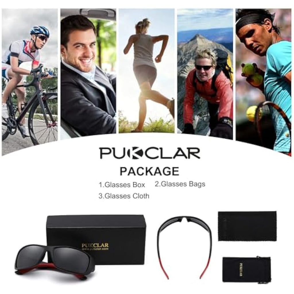 PUKCLAR Polarized Sports Sunglasses – TR90 Frame Cycling & Running Goggles