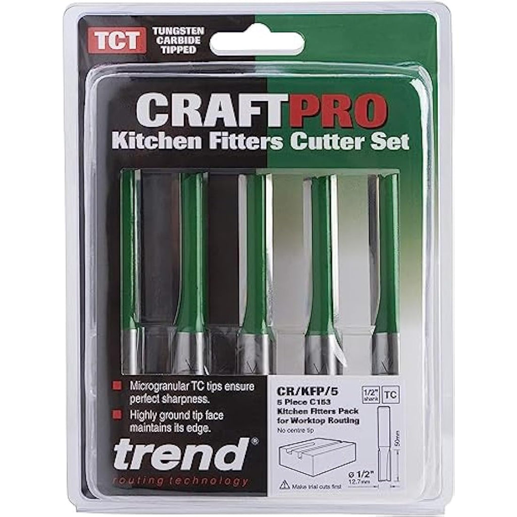 Trend CraftPro Kitchen Worktop Router Cutter Bit, 1/2 Inch, 5 Pack