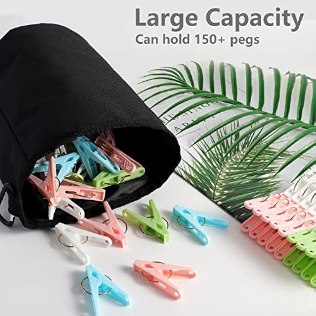 Plastic Clothes Pegs with Peg Bag - 40Pcs Laundry Set