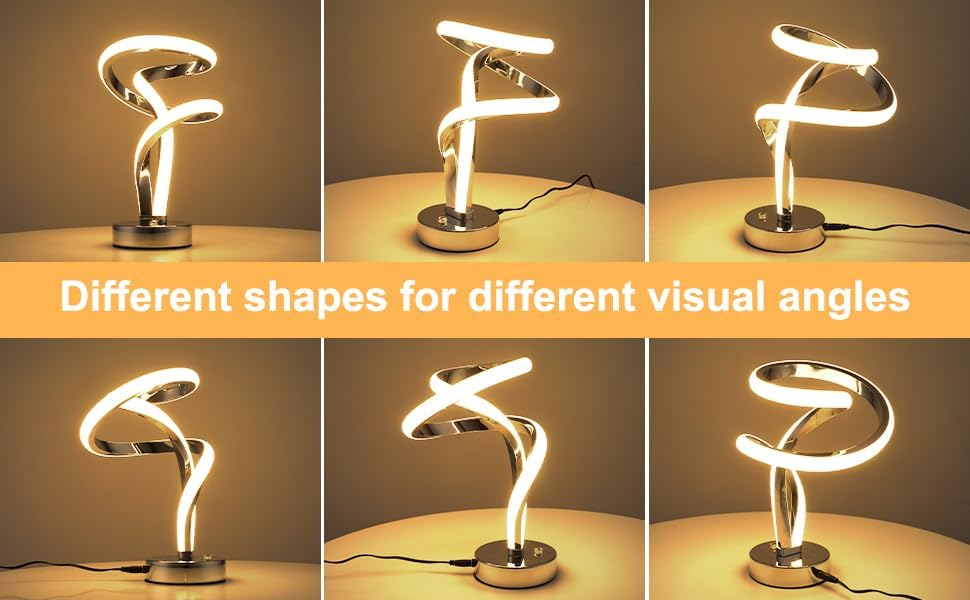 Lightess Modern Spiral RGB Table Lamp – Touch Dimmable LED Bedside Light
