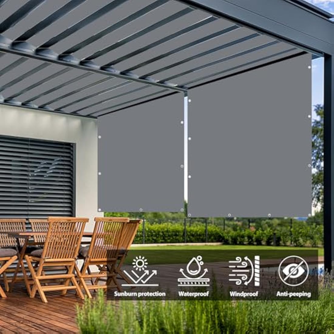 Sun Sail – Waterproof UV Protection Awning, Dark Grey, 4x4m