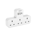 TESSAN 3-Way UK Plug Extension Socket with 3 USB Wall Charger