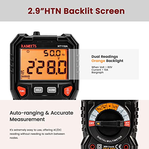 KAIWEETS HT118A Digital Multimeter | 6000 Counts T-RMS Auto-Ranging