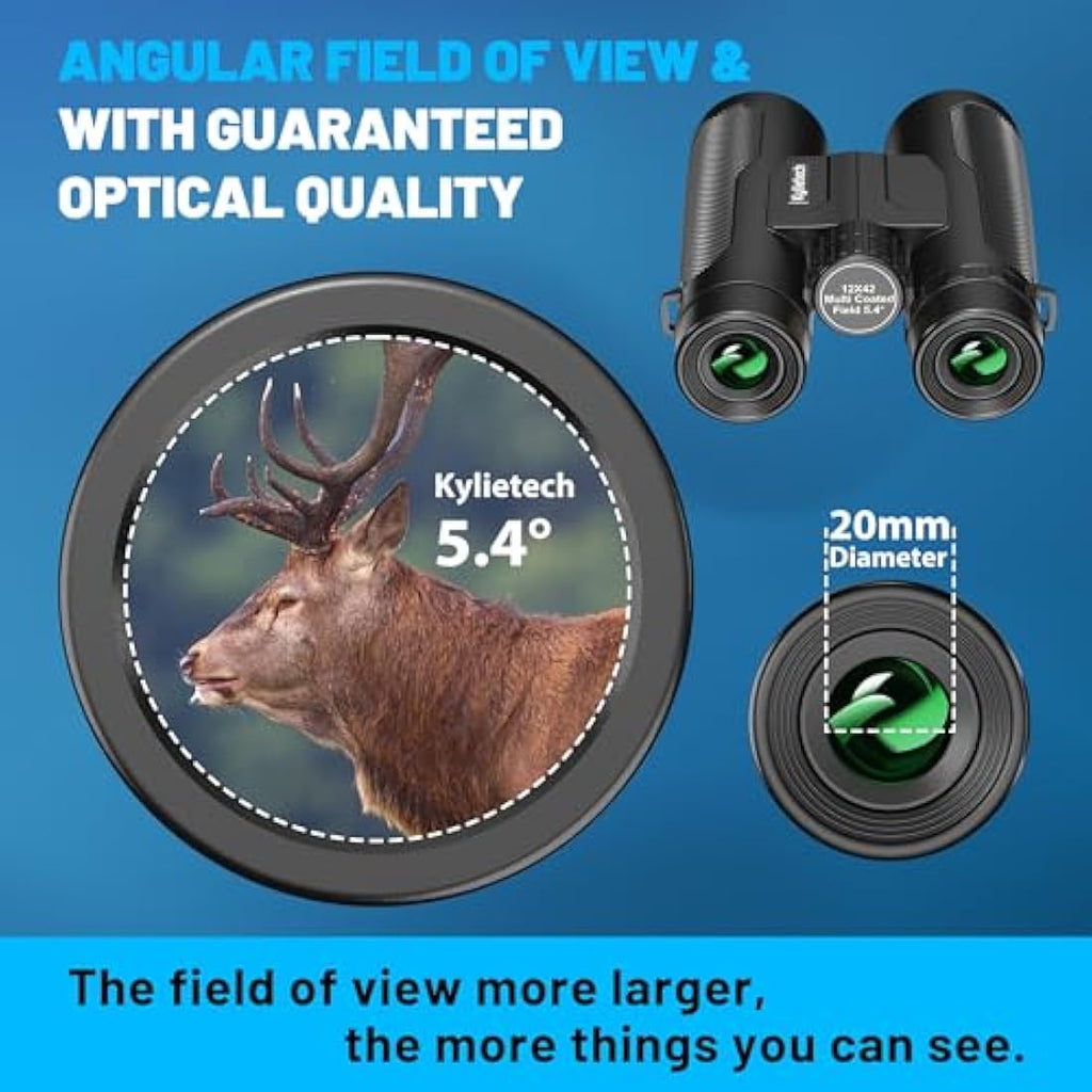 Kylietech 12x42 Waterproof Binoculars with Tripod & Phone Adapter