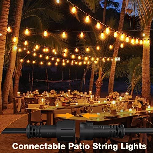 GLUROO 60FT Outdoor Festoon Lights – Waterproof ST38 LED String Lights
