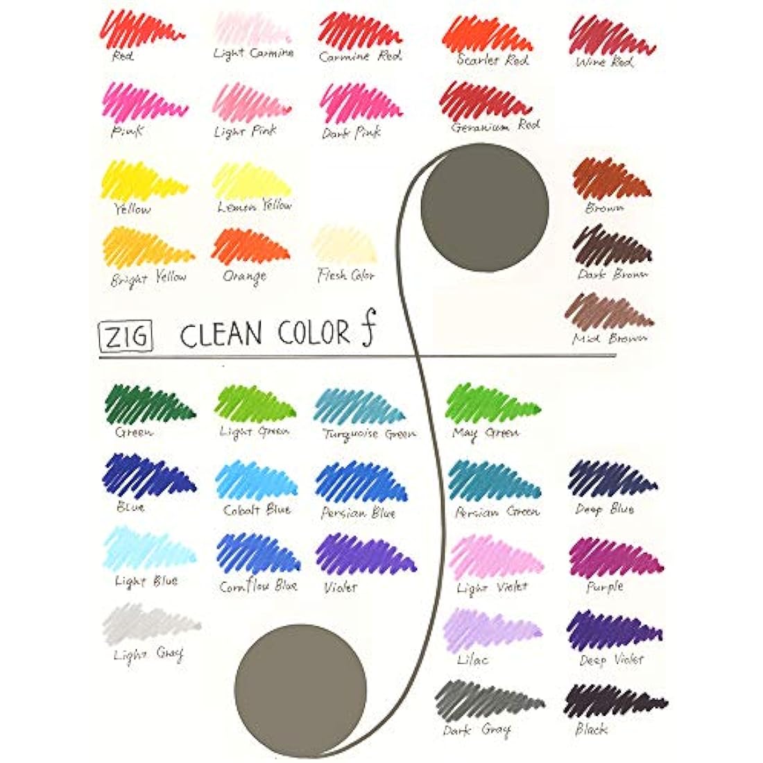 Kuretake Zig Clean Color f Dual Tip Art Markers - 36 Color Set