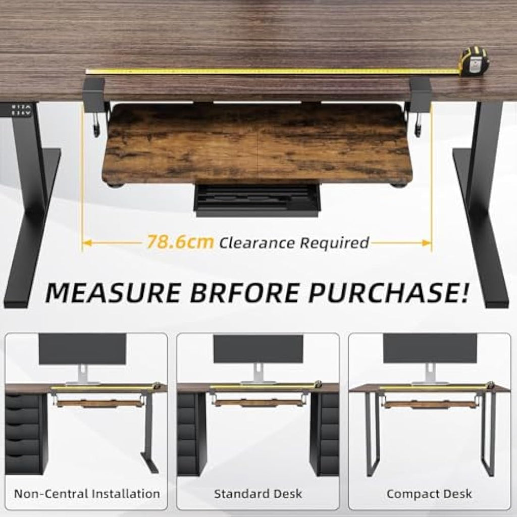 ETHU Ergonomic Under Desk Keyboard Tray | Large Aluminum Pull-out – Walnut