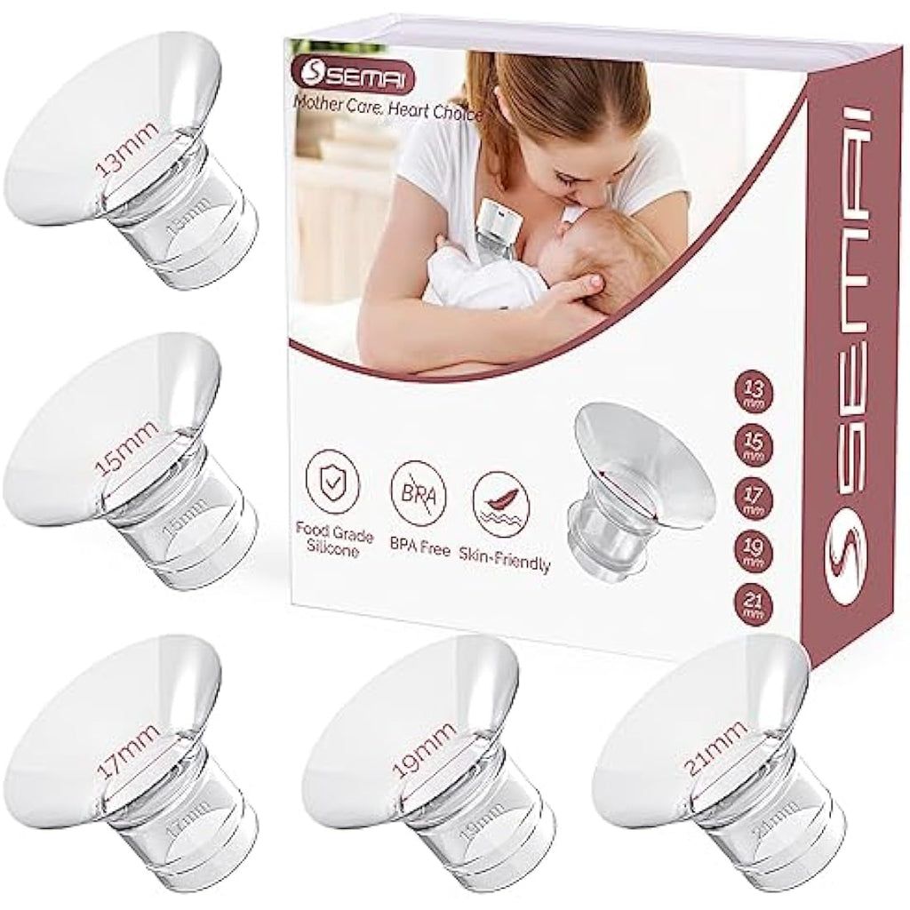 Semai Flange Inserts | 5-Pack Silicone Sizes for Medela & Momcozy