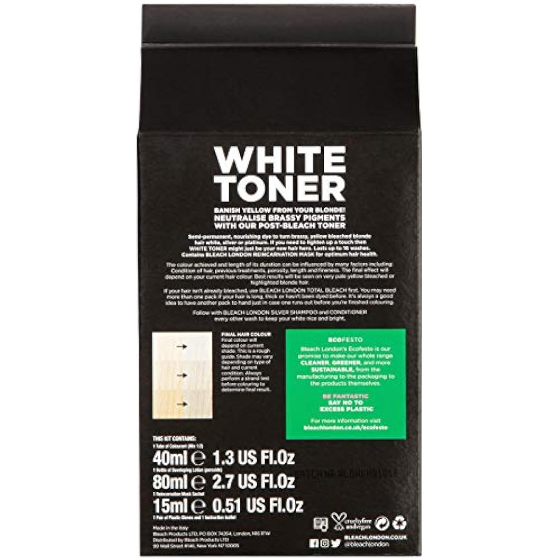 Bleach London Silver Shampoo, Conditioner & White Toner Hair Kit