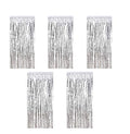 Kioneer Silver Metallic Tinsel Foil Fringe Curtains - 5 Pack, 3x10ft