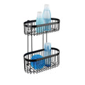WENKO Classic Plus Black Steel Wall Shelf | 2-Tier Bathroom Organizer