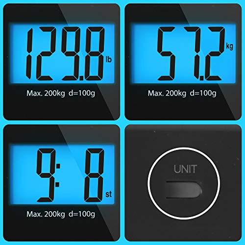 Duronic Digital Bathroom Scales – 200kg Capacity Non-Slip Black