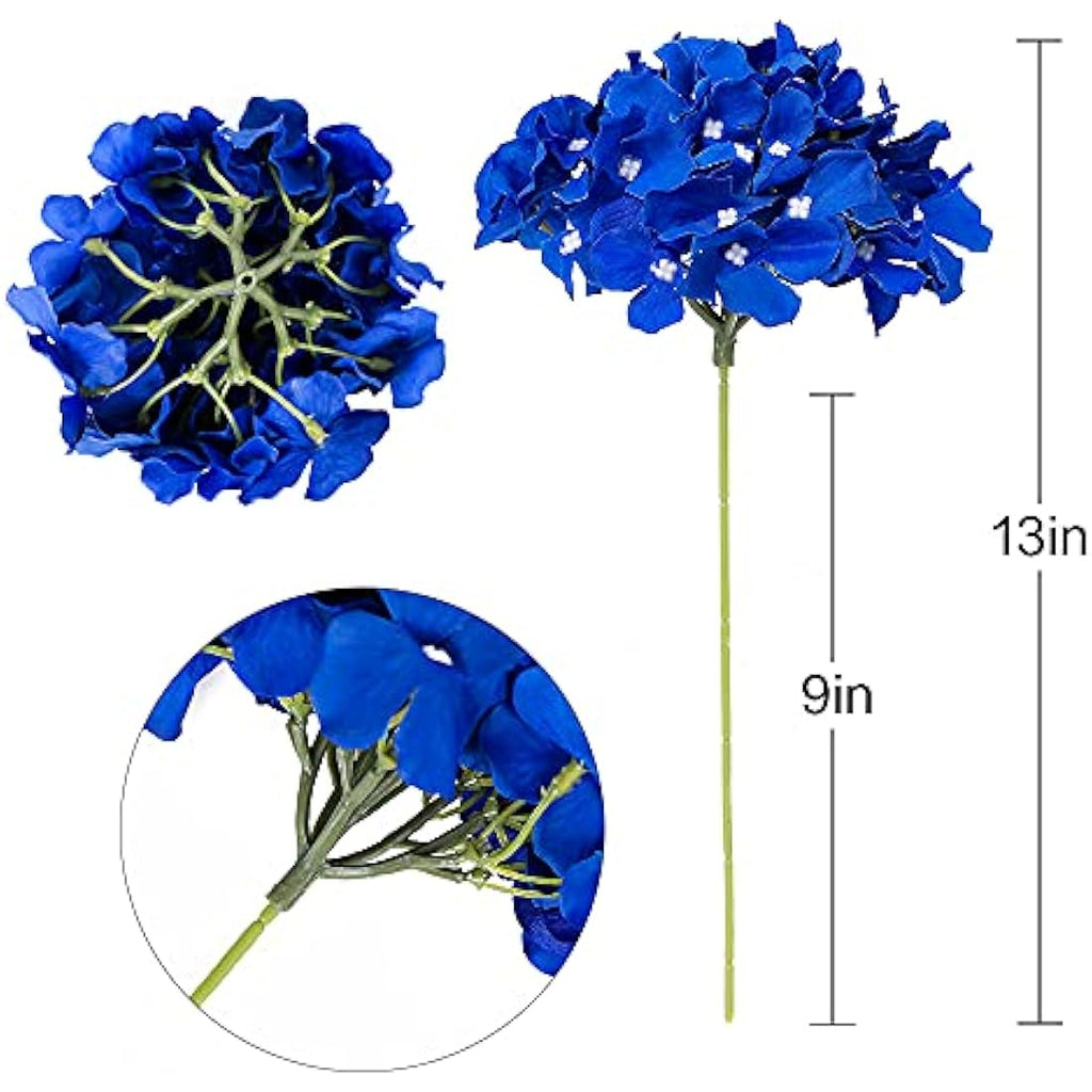 Tifuly 12Pcs Artificial Silk Hydrangeas for Wedding Decor – Royal Blue