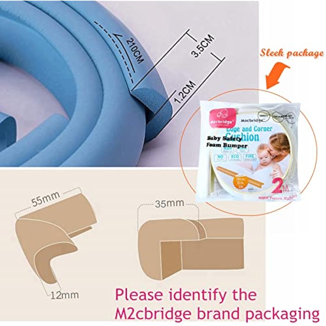 M2cbridge L-Shape Extra Thick Foam Edge and Corner Guard Set – Off White