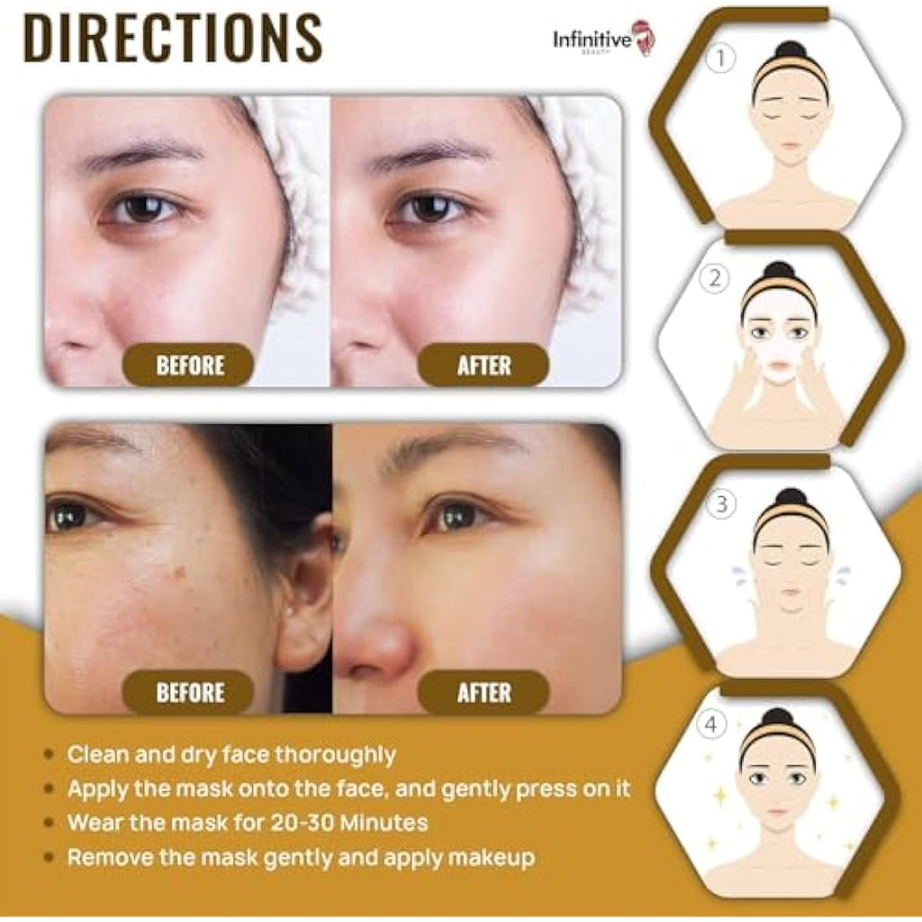 Infinitive Beauty 24K Gold Collagen Face Mask – Anti-Aging 50 Pack