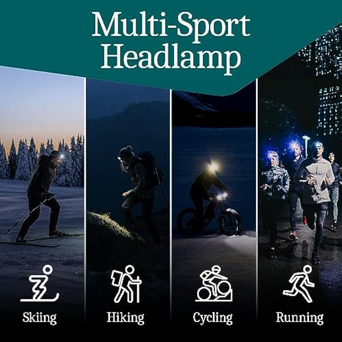 AENNON Rechargeable LED Head Torch 2-Pack | Waterproof 220 Lumens