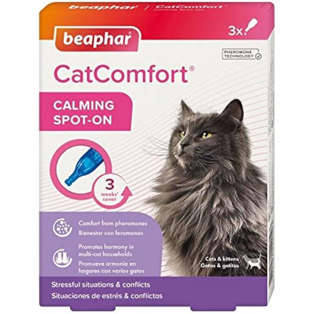 Beaphar CatComfort Calming Spot-On | Pheromone Anxiety Relief | 3 Pipettes
