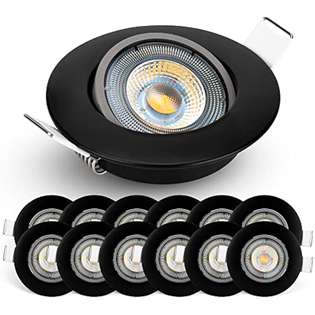 EMOS LED Recessed Ceiling Spotlights - 5W 6500K Cold White Black, 12 Pack