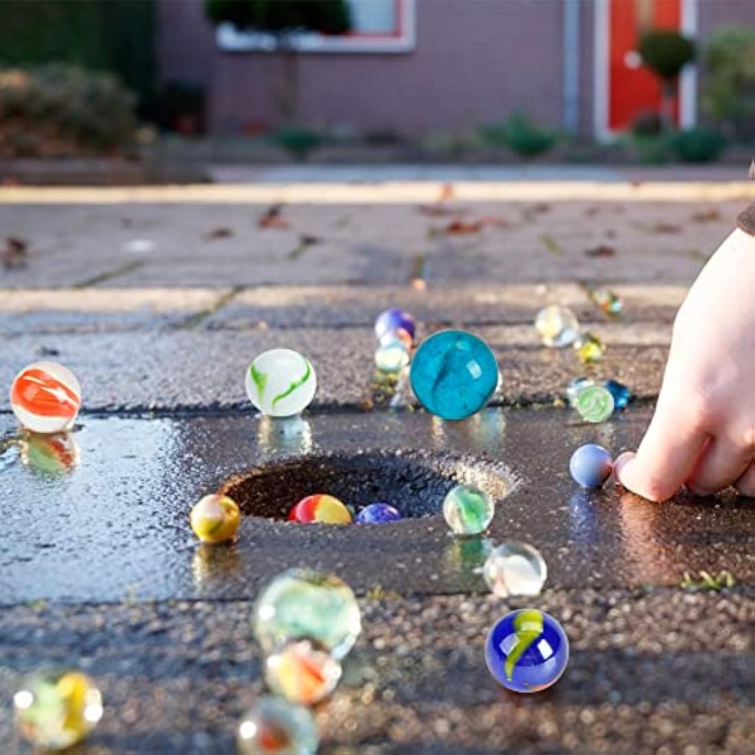 HAKACC 66 PCS Glass Marbles – Assorted Colors & Sizes for Games & Decor