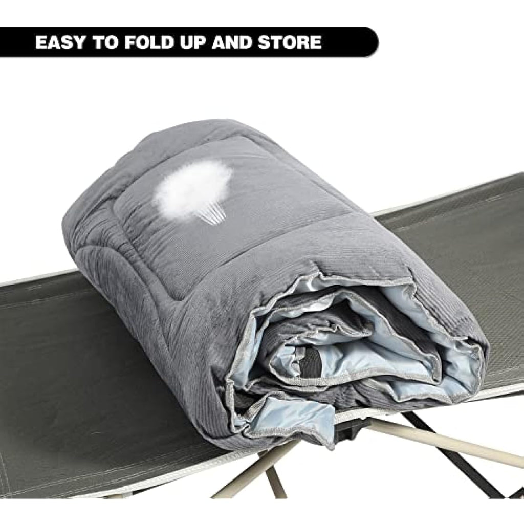 REDCAMP XL Camping Mattress Pad | Soft Corduroy Cot Bed Mat, Dark Grey