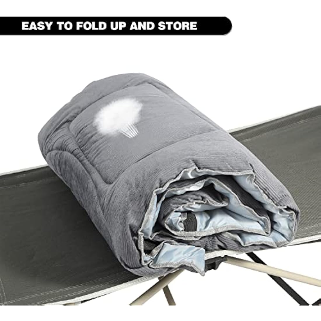 REDCAMP XL Camping Mattress Pad | Soft Corduroy Cot Bed Mat, Dark Grey