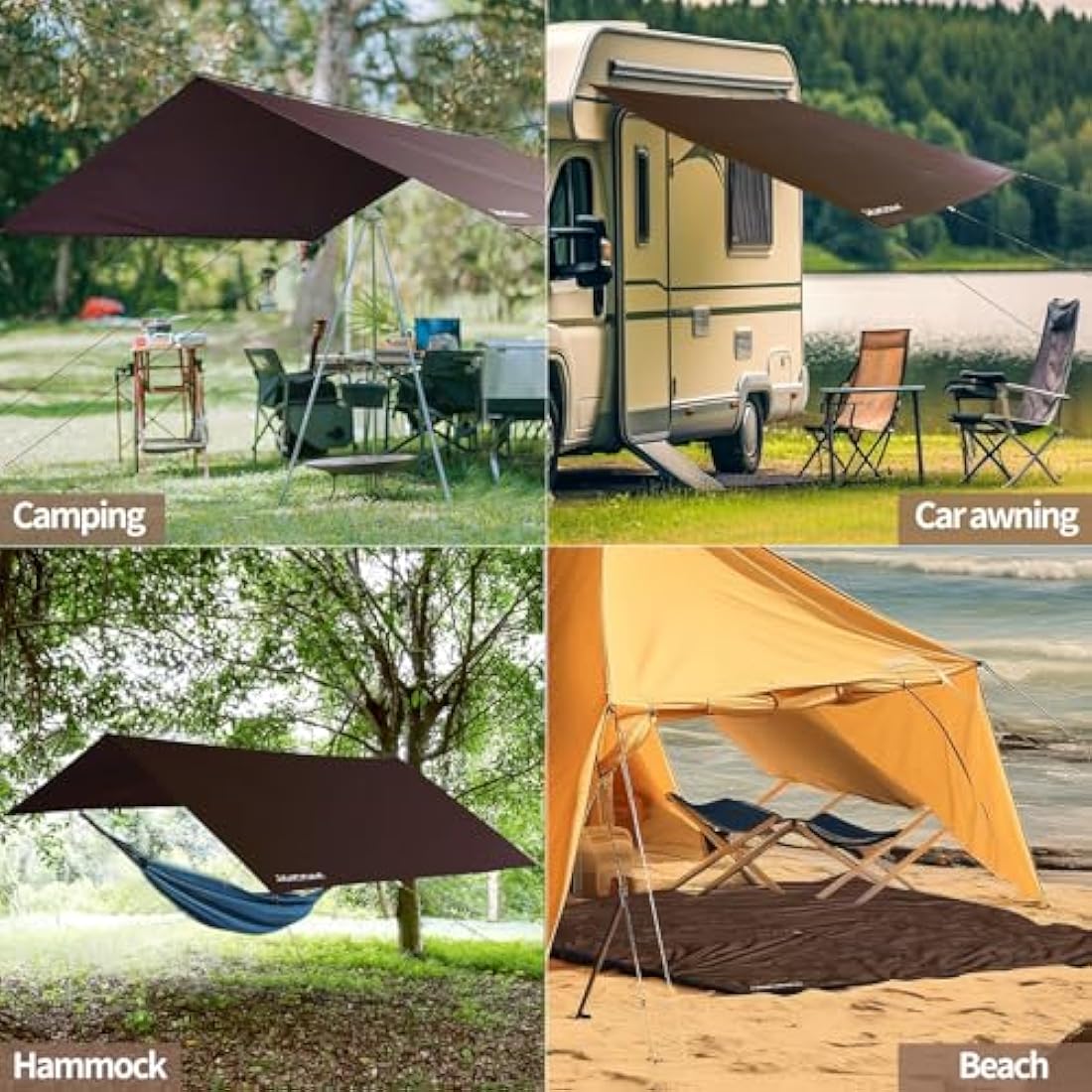JAICOM Waterproof Camping Tarp | 3x5m PU3000mm UV Shelter - Brown
