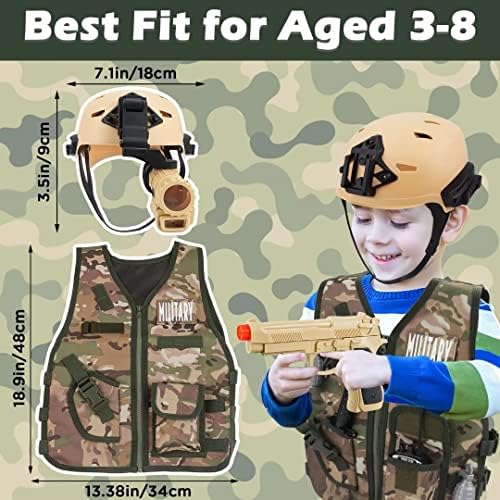Jolof Store Kids Military Soldier Costume Set with Toy Shotgun & Helmet