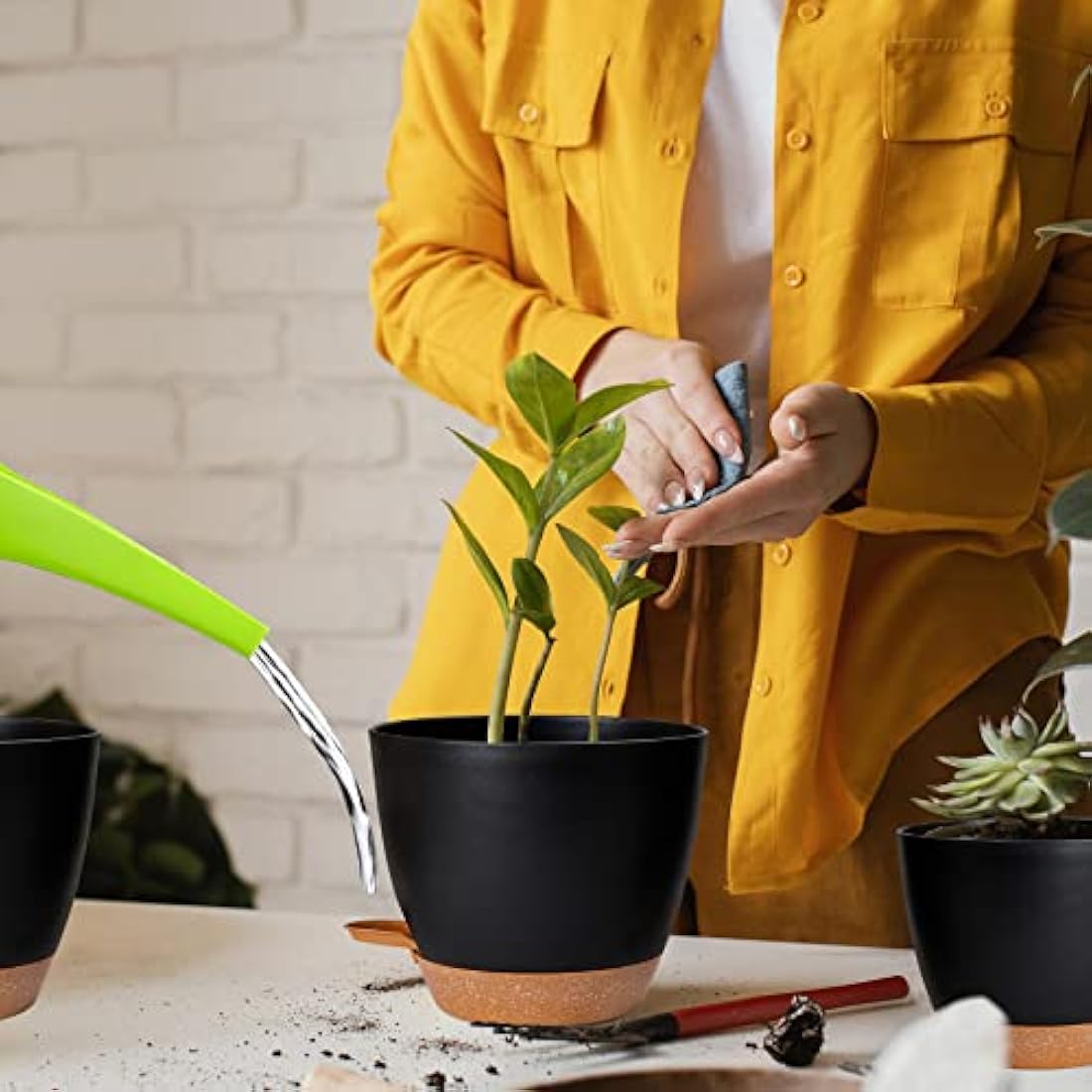 CSYY Self Watering Plant Pots | 7-Pack Plastic Planters with Drainage