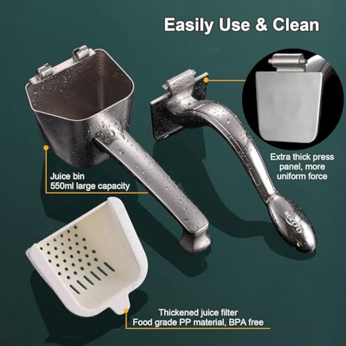 SUCCFLY Stainless Steel Manual Citrus Juicer – Heavy Duty Fruit Press
