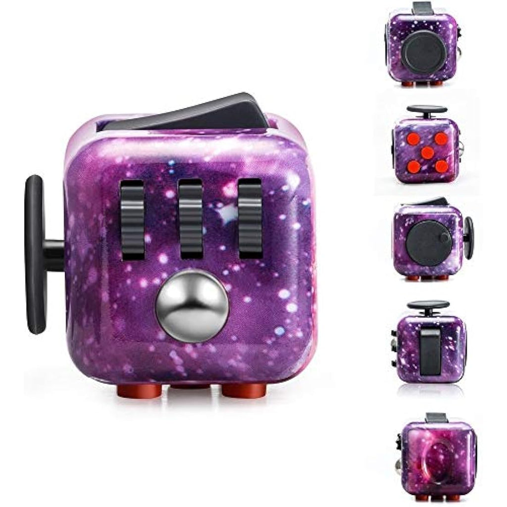 MANER Fidget Cube – 6-Sided Stress Relief Sensory Toy, Star-Galaxy