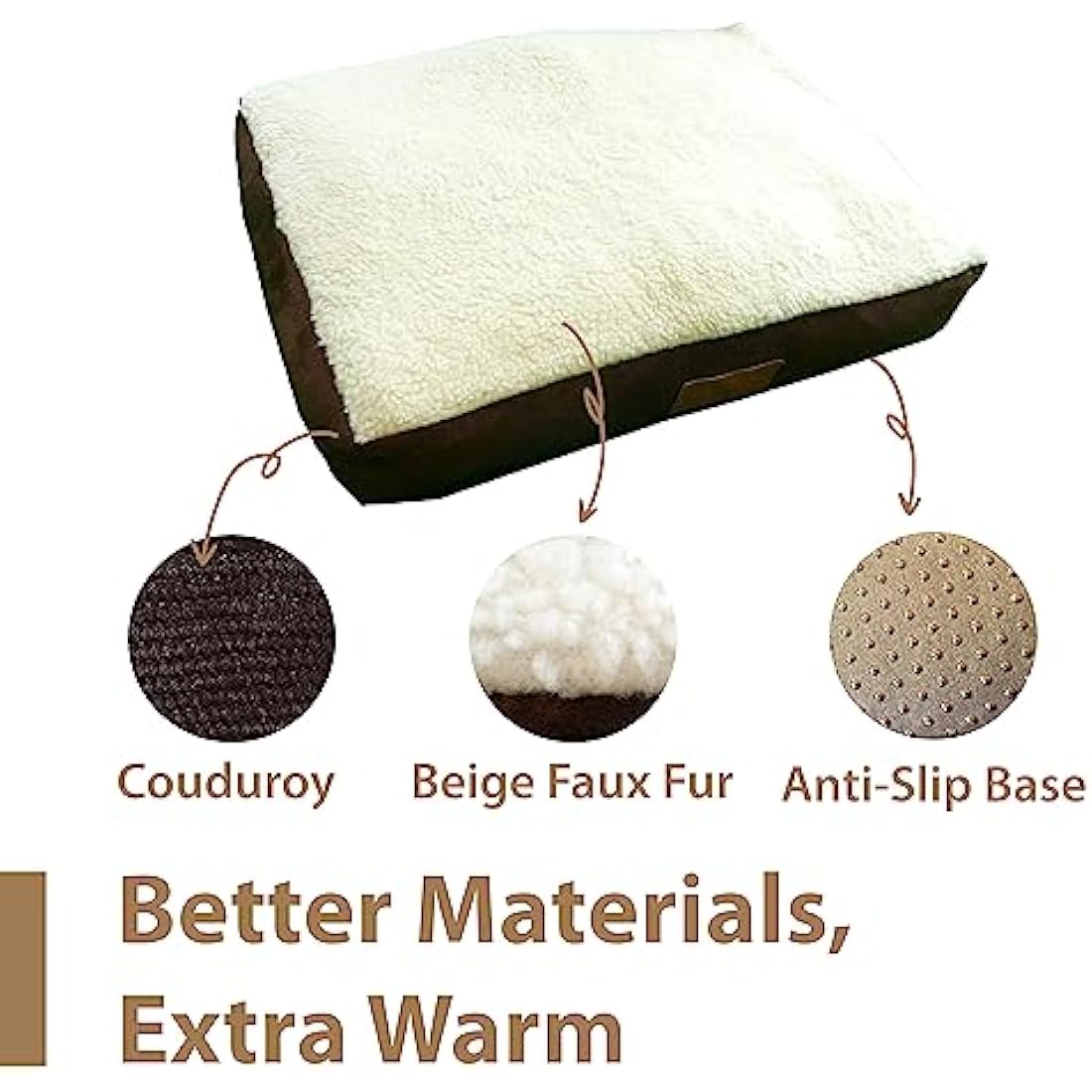 Ellie-Bo XL Dog Bed – Brown Faux Suede & Sheepskin Crate Mattress