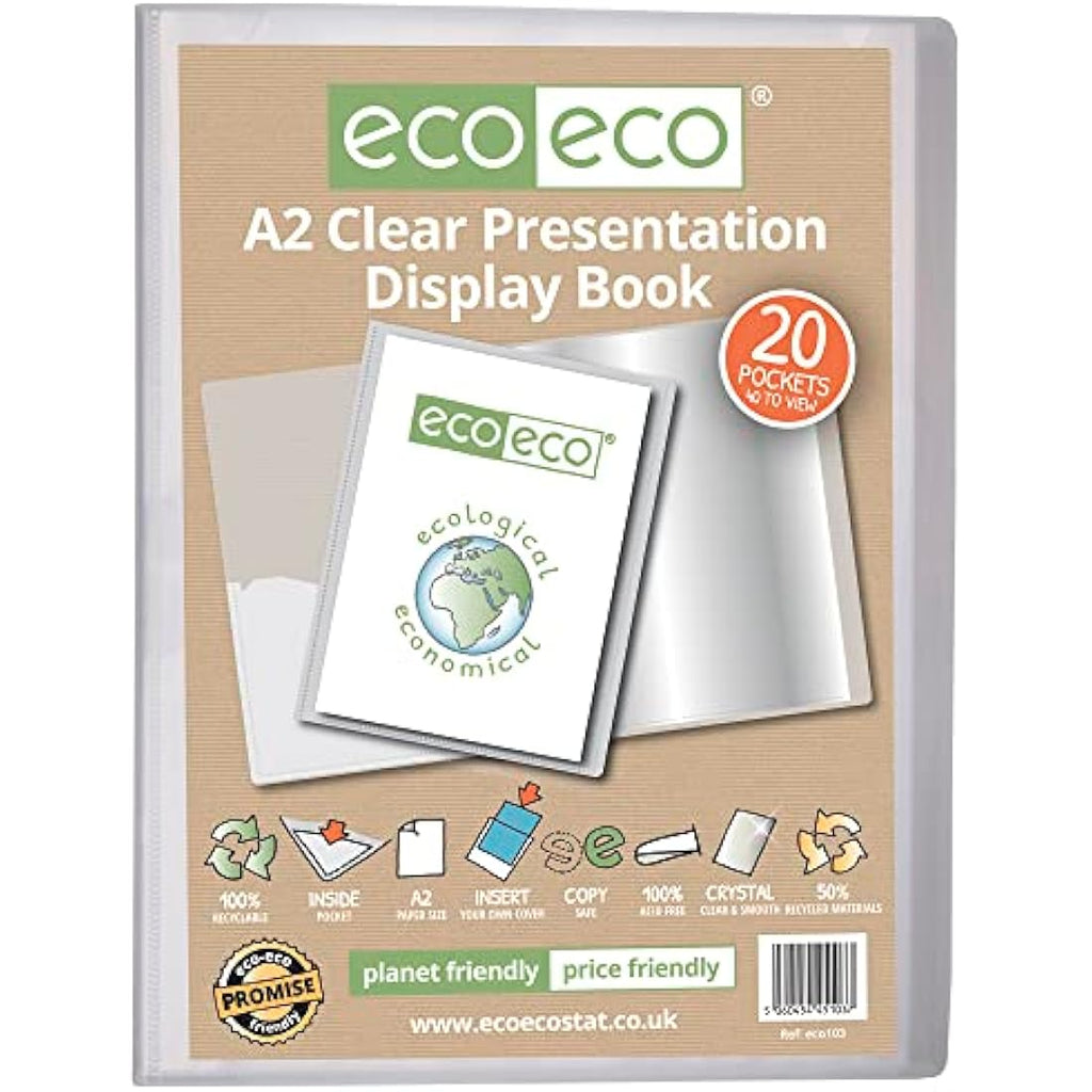 A2 Display Book – 20 Pocket Recycled Art Portfolio Folder