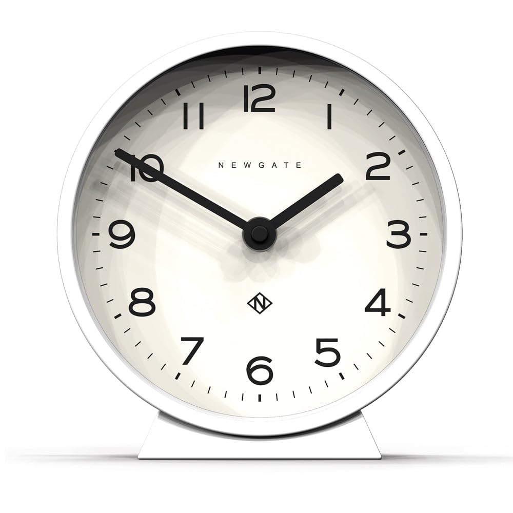 Newgate M Mantel Silent Sweep Clock | Modern Minimalist - Polar White