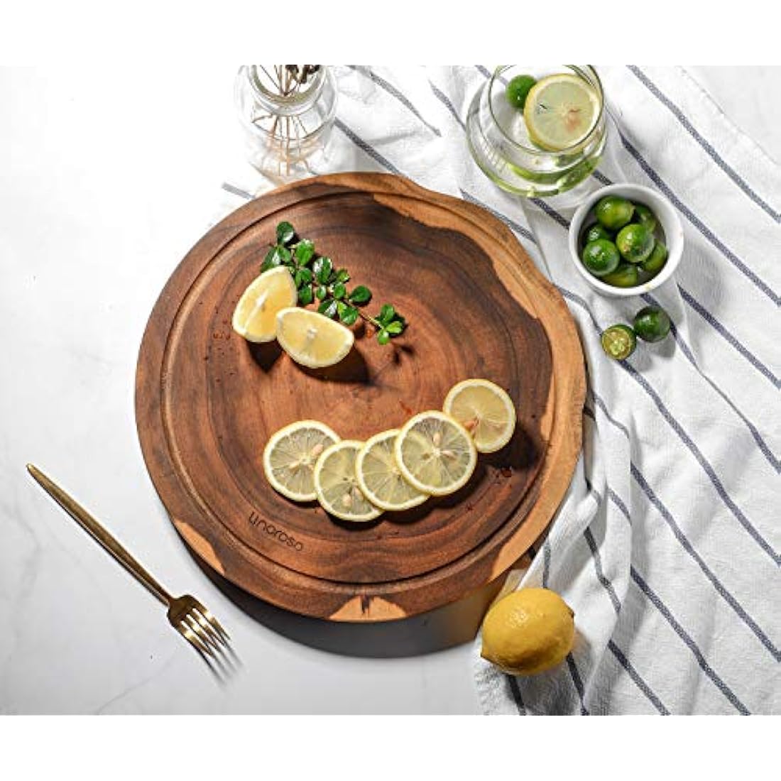 Linoroso Round Acacia Wood Cutting Board - 30cm Non-Spliced Chopping Board