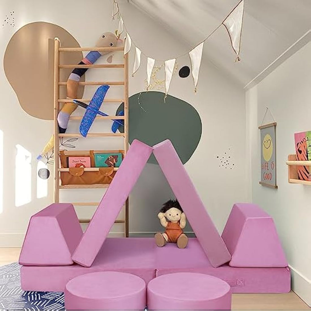 MeMoreCool 8-Piece Modular Kids Play Sofa – Convertible Foam Toddler Couch