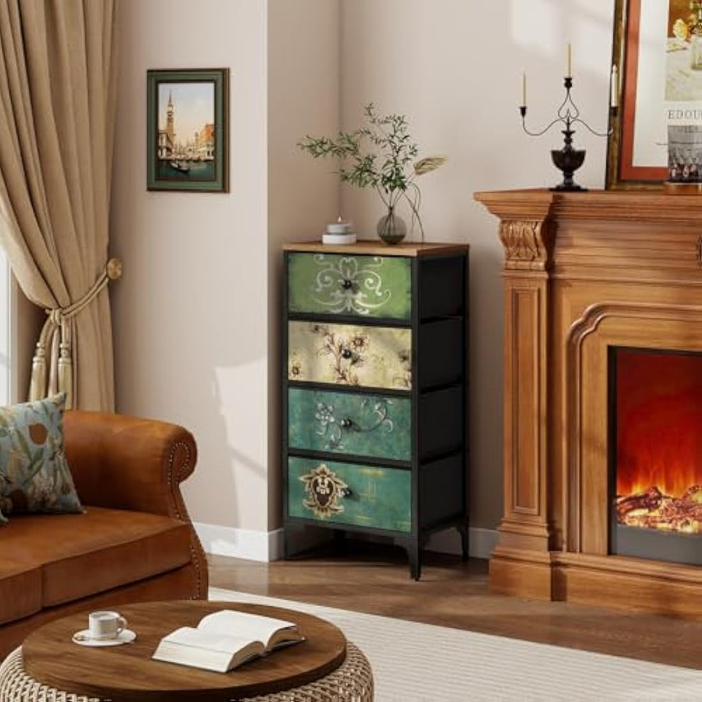 Jolof Store Slim Chest of Drawers | 4-Drawer Fabric Storage Unit